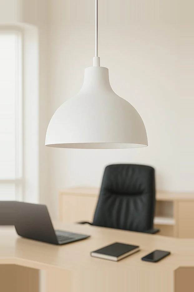 Shine Metal Tekli Beyaz Sarkıt Avize Retro Rustik Model Modern Endüstriyel Mufak Hol Ofis Cafe Avize